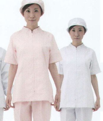 食品工場用 半袖白衣 大丸白衣 DM187 女子抗菌半袖上衣 食品白衣jp