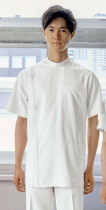 ドクターウェア 半袖ジャケット（ブルゾン・ジャンパー） 大丸白衣 N770 メンズ半袖ケーシー 医療白衣com