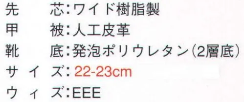 ドンケル D-1703 ダイナスティーPU2スニーカー ホワイト・マジック式（女性用） PU2層底は耐滑・耐磨耗に優れています。超軽量樹脂先芯で軽快なフットワークのスニーカースタイル。夜間の作業にも安心のリフレクト（反射）ラインも採用。アウトソール:衝撃吸収力に優れたミッドソールと、クッション性・耐滑・対摩耗性に優れたアウトソールの二層底。 ※日本プロテクティブスニーカー協会（JPSA）の基準 ●「JPSA規格 A種」は「JIS規格 T8101 S種E」に相当。●「JPSA規格 B種」は「JIS規格 T8101 L種E」に相当。JPSAプロテクティブスニーカーの基本的な性能として「耐衝撃性」「耐圧迫性」「表底の剥離抵抗」の3つの安全性項目にJIS基準値に対応した基準値を設けるとともに、甲被や表底の素材も規定し、さらに付加的性能として「かかと部の衝撃エネルギー吸収性」「耐踏抜き性」「耐滑性」「帯電防止性能」を備えています。●耐滑区分「4」になった新しいアウトソール。●ワイド樹脂先芯。新しくなったワイド樹脂先芯は従来の先芯より4ミリ広くなって足先がラクラク。 ※素材の特性から熱湯および切粉などのある職場での使用は避けてください。※こちらの商品は女性用です。22-23cm サイズ／スペック