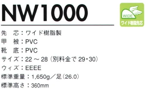 ドンケル NW1000 安全長靴 PVC 水場での作業や薬品・油を扱う職場での安全を実現。 サイズ／スペック