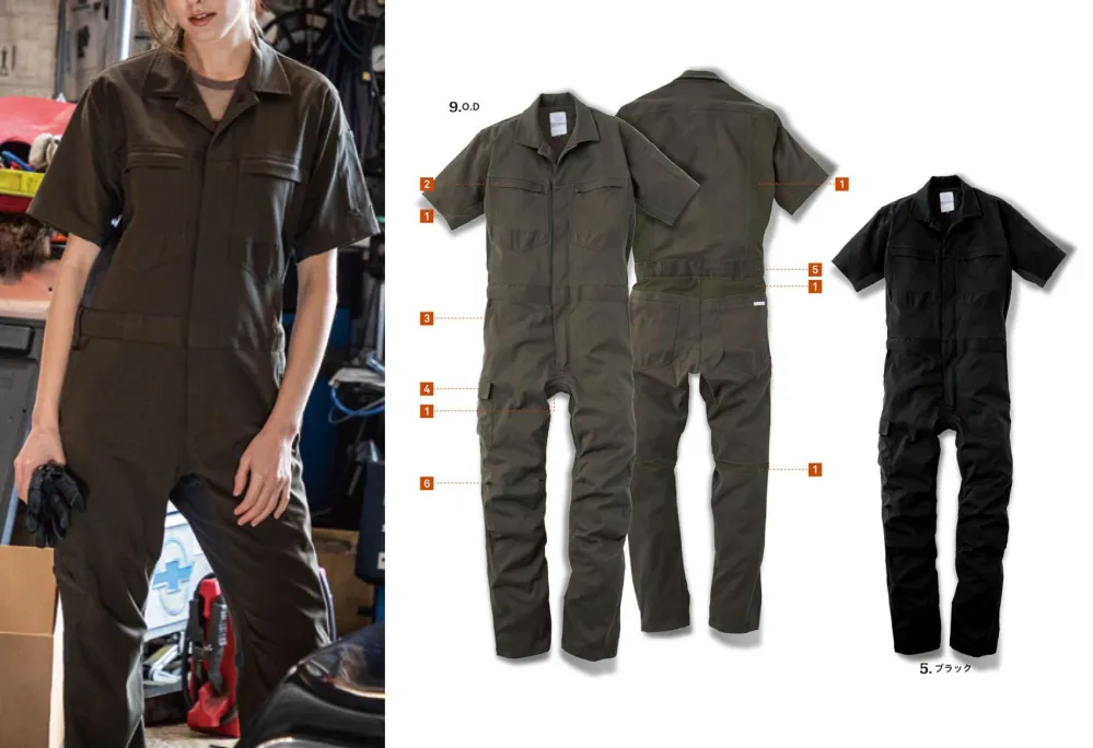 エスケープロダクト 4589708564022 ダブルメッシュストレッチ半袖ツナギ GE−445 C／5 ブラック 3Lサイズ ダブルメッシュ・ストレッチ半袖ツナギ エスケー・プロダクト GE-445