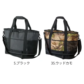 イーブンリバー ERG02 トートバッグ35L トートバッグ35Lマルチに使える35Lのトートバッグです。特徴・35Lの容量は普段使いや旅行、スポーツなど多用途に使える十分な収納力・シンプルでスタイリッシュなブラックと、アウトドアテイストのウッドカモの2色から選べます。・耐久性と軽さを両立した素材。・本体サイズ:W54×H35×D19cm