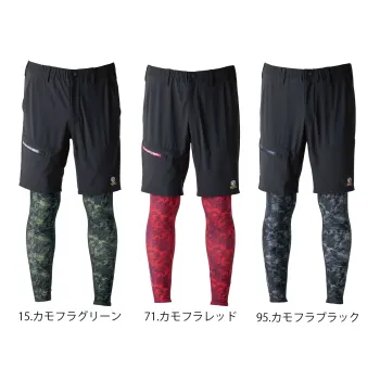 イーブンリバー EX35L フェイクレイヤードショートパンツ 【数量限定】フェイクレイヤードショートパンツ カモフラ柄レッグパーツにカモフラージュ柄を施したモデルが数量限定で登場。スポーツやアウトドア等のアクティビティにも対応するスタイリッシュなデザインとカラー展開。特徴・前モデルを改良し、よりスタイリッシュで快適なデザインに進化・レッグカバーはずり落ちを防ぐ一体型縫製で、自然な重ね着風スタイルを実現・接触冷感素材で夏でも快適仕様・品番:EX35L・使用素材:[本体部分]ナイロン92％・ポリウレタン8％/[ニット部分]ナイロン8.4％・ポリウレタン16％【カラー・サイズ内訳】カモフラグリーン:M×1 / L×1 / LL×1 / 3L×1カモフラレッド:M×1 / L×1 / LL×1 / 3L×1カモフラブラック:M×2 / L×3 / LL×2 / 3L×1合計:16着（1セット）※本商品は、16着単位（1セット）での販売となります。カラーおよびサイズの内訳は固定です。内容の変更・サイズ交換には対応しておりません。