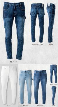 イーブンリバー USD902 ストレッチデニムカーゴ X9 STRETCH DENIM×9伸縮性能を強化したハイパワー糸使用ストレッチモデル高機能のストレッチ糸を使用し、歴代USDストレッチデニムシリーズの中で最高レベルの伸縮率を実現した。（伸長率52％）右胸に配置された大容量大型ファスナーポケットで収納性が大幅にアップ。アーム廻りも程よいフィット感のすっきりシルエットに仕上げてあり、より洗練されたスタイリッシュシルエットへと進化した。足回りがバタつかいないスキニーフィットタイプながら、高い伸縮性・伸縮回復性で不快なつっぱり感や締め付け感を防止。※セーフティシューズと相性が良い「やや短め」の股下仕上げ。※ご注意ください。デニムカラーと、限定カラー「6 オフホワイト」で股下寸法（長さ）が異なります。十分にお確かめうえ、ご検討下さい。デニム生地の製品は染めと生地の特性上、製品ごとに色ムラ・色ブレの可能性がございます。あらかじめ御了承ください。※「6 オフホワイト」は販売終了いたしました。