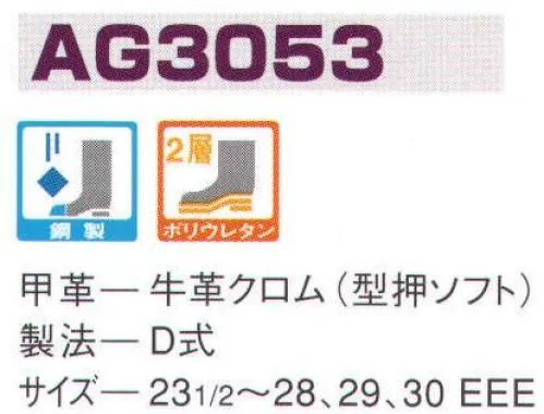 エンゼル AG3053 ウレタン2層スニーカー（マジック） エンゼルを履く。安全・安心・快適を履く。あらゆる作業に対応するスタンダードタイプから、さまざまな専門作業に対応するタイプまで、豊富な種類を取り揃えたエンゼル安全靴。VIP製法をはじめとする最新構造や厳選された素材により生みだされる優れた機能が、プロフェッショナルの作業を足元からしっかりサポートし、安全・安心・快適な履き心地をお約束します。※2014年6月より販売価格を変更致しました。 サイズ／スペック