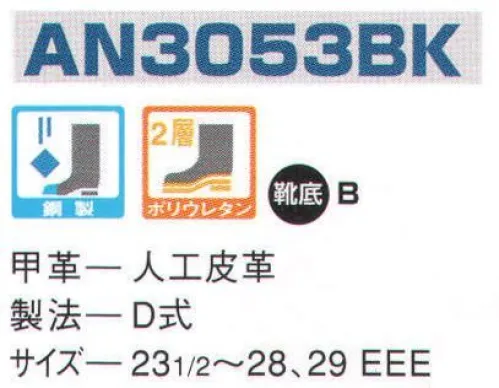 エンゼル AN3053BK ウレタン2層人工革スニーカー（マジック）  サイズ／スペック