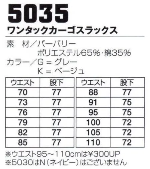 フジダルマ 5035 ワンタックカーゴスラックス ユニフォームの機能・丈夫さなどの基本をしっかり抑えた定番のベーシックユニフォームシリーズ。バリエーション豊富なカラーとデザインが人気です。 サイズ／スペック