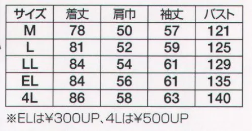 フジダルマ 8000 防寒コート  サイズ／スペック