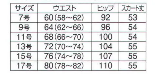 フジダルマ O-570 スカート クラレ「彩色主義」発色性がよく、美しい色彩感が得られます。柔らかな肌触りです。有機導電性繊維「クラカーボ」のコロナ放電によって静電気を除去する効果を有しています。 サイズ／スペック