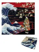 大興産業 4-10 二巾ちりめん浮世絵（浪裏富士に舞妓）