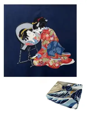 二巾ちりめん浮世絵ふろしき（鏡美人）