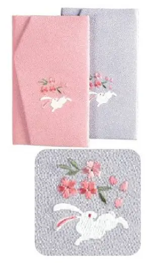 エステルちりめん刺繍入り金封ふくさ（花うさぎ）