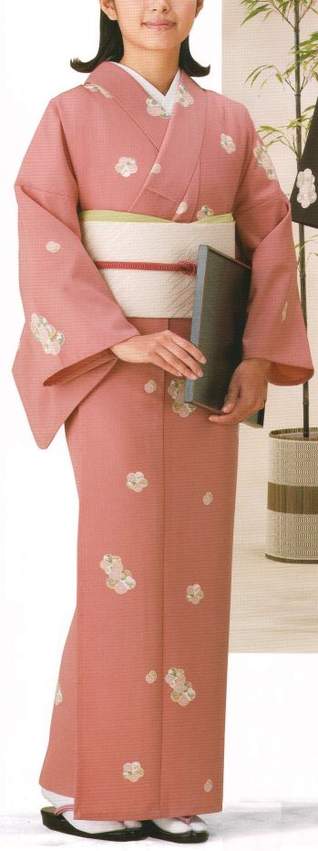 風香 KI-1016 単衣着物（ねじり梅） ねじり梅・ひねり梅とも呼ばれるこの意匠は、梅の花を文様化した柄で、着物や冬季など幅広く使われています。梅に松葉を散らし商売（松梅）繁盛の意も込められています。日本の心を着こなす機能美。伝統が華やぐ着物スタイル。優雅な気品とひとクラス上のゆとりを演出。装う方の凛とした美しさとさりげないお店のセンスの良さを語ります。ここが魅力！ 1．色柄が豊富です。 お店の雰囲気、季節、と予算に応じて最もふさわしい装いがお選びいただける豊富な色柄を揃えています。 2．丸洗いできます。 ポリエステル100％素材を使用しているためシワになりにくく、洗濯機で丸洗いできます。3．とても丈夫です。 ミシン仕立てなので、ほつれや型くずれの心配がなく丈夫。毎日のご着用に優れた耐久性を発揮します。 4．着付けは簡単！ すべての帯は誰でも素早く簡単に着装できるワンタッチ式に加工することができ、着付けもラクラクです 。※二部式仕立てにできます。ご希望の際は別途お問合せ下さい。※この商品は受注生産になります。※受注生産品につきましては、ご注文後のキャンセル、返品及び他の商品との交換、色・サイズ交換が出来ませんのでご注意くださいませ。※受注生産品のお支払い方法は、先振込（代金引換以外）にて承り、ご入金確認後の手配となります。