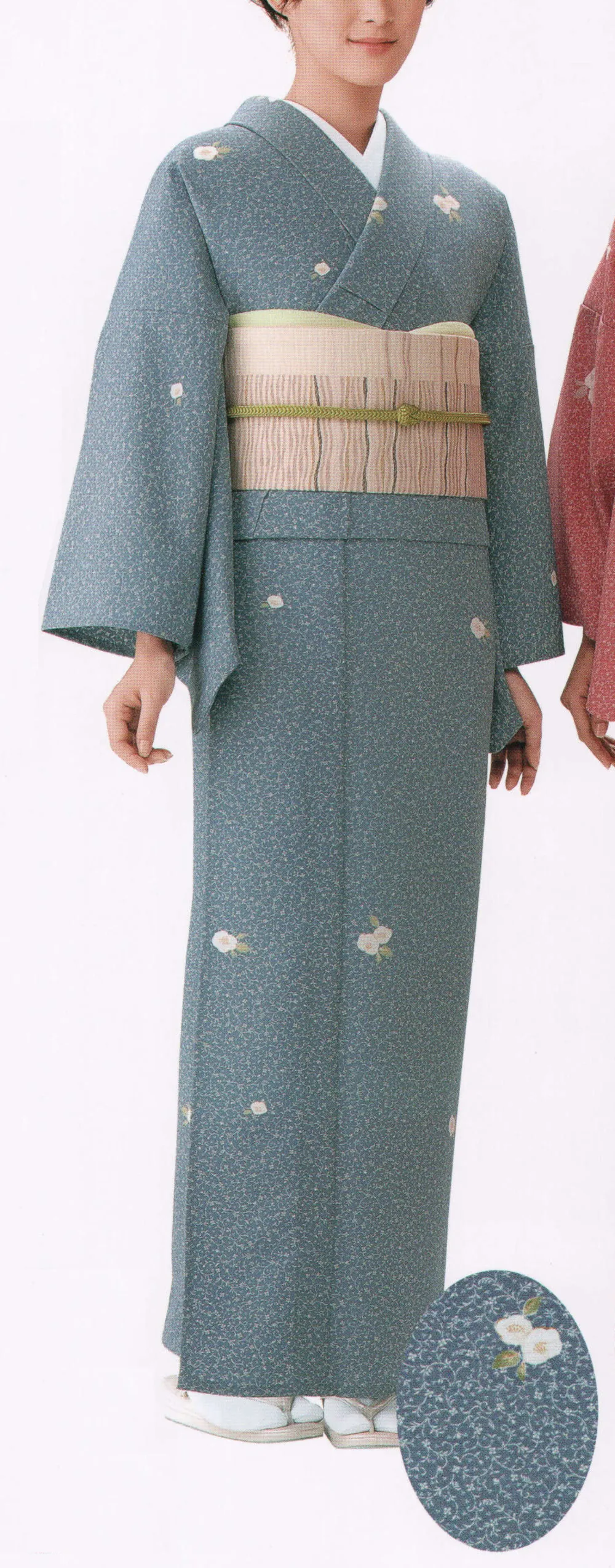 単衣着物（椿） 風香 KI-1058 カフェ・レストラン・ホテル・理容・美容