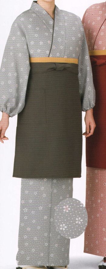 風香 TY-6020 茶羽織・スカートタイプ（桜づくし） 上品な和のテイストと動きやすさを融合した茶羽織。袖口を絞るなど細部にも創意を凝らし、シンプルながらも存在感があり、機能的なスタイルです。