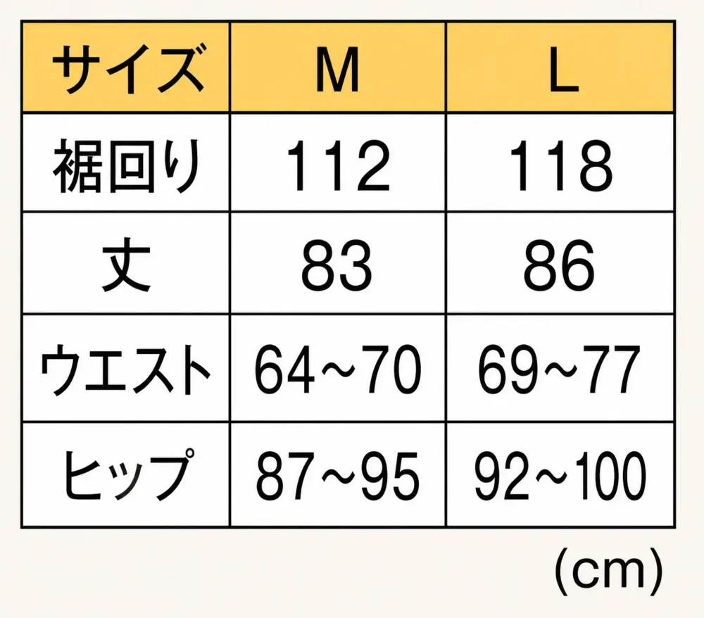 風香 SY-410 和装インナーペチコート サイズ・スペック