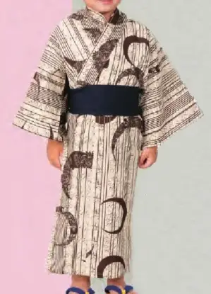 子供用リネンゆかた（縞三日月）