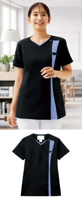 ナースウェア 半袖ジャケット（ブルゾン・ジャンパー） フォーク 7023SC-9 レディスジップスクラブ 医療白衣com