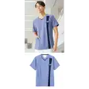 医療白衣com ナースウェア 半袖ジャケット（ブルゾン・ジャンパー） フォーク 7058SC-2 メンズジップスクラブ