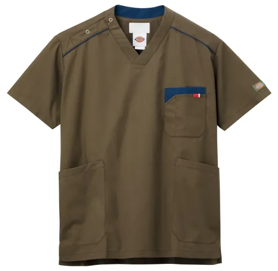 フォーク 7111SC-18 スクラブ Dickies スクラブ 7111SC-18 世界的に信頼される作業着ブランドDickiesが手掛ける、機能性とスタイルを兼ね備えた医療用スクラブです。ストレッチ素材を採用し、忙しい医療現場での動きやすさを実現。左袖のロゴが、プロフェッショナルな印象を与えます。特徴・動きやすいナチュラルストレッチ素材で長時間の着用でも快適・左袖にDickiesロゴ入りで高級感のあるデザイン・2重の胸ポケットで小物の収納に便利・ユニセックスデザインで男女問わず着用可能・Vネックデザインでスマートな印象・医療現場・介護施設での使用に最適な機能性■使用素材→ポリエステル50％・綿50％