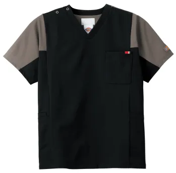 フォーク 7113SC-9 スクラブ Dickies メディカル スクラブ 7113SC-9 医療現場で定評のあるDickies MEDICALシリーズのユニセックススクラブです。ストレッチ性の高い素材と機能的なポケット設計により、長時間の着用でも快適な動きやすさを実現。左袖のディッキーズロゴと胸ポケットがスタイリッシュな印象を与えながら、実用性も兼ね備えた医療従事者のための一着です。特徴・オールシーズン対応のストレッチテ素材で動きやすさを確保・左胸の便利なポケットで小物の収納に便利・左袖のディッキーズロゴがアクセントとなるスタイリッシュなデザイン・タブレットサイズの両腰ポケットを採用し、スマホや電子機器も安心して収納可能・大きな二重ポケットで小物の分別収納が可能・着丈短めデザインにこだわり、すっきりとした見た目と動きやすさを両立・腕の動作がしやすい設計で、動作楽々