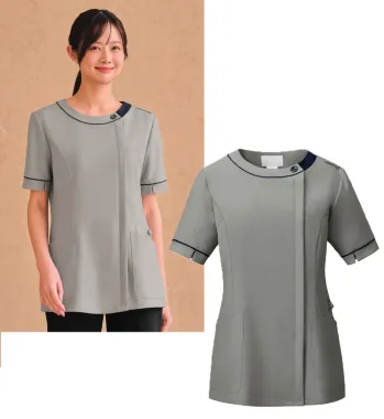 ナースウェア 半袖ジャケット（ブルゾン・ジャンパー） フォーク 7118SC-15 チュニック 医療白衣com