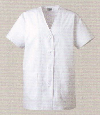 厨房・調理・売店用白衣 半袖白衣 フォーク C251 女子衿なし白衣 半袖 食品白衣jp