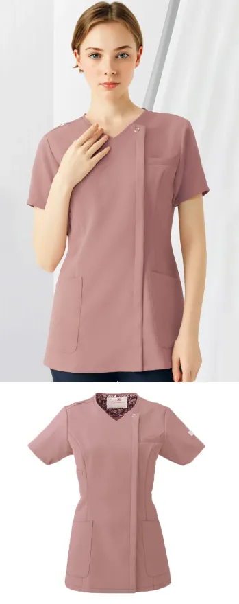 ナースウェア 半袖ジャケット（ブルゾン・ジャンパー） フォーク HI704-73 レディスジップスクラブ 医療白衣com