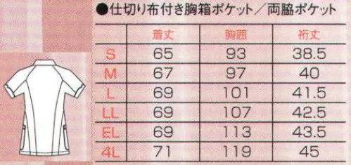 フォーク 2013CR-1 チュニック ファンデーションがつきにくい広い襟ぐり。 PHSなどを区分けしてすっきり収納できる二重構造の胸ポケット。上半身のびのび「エルゴカット」は、人間工学に基づいた腕を上げた状態の型取り仕様。点滴の取り外し作業など、上半身を大きく動かしてもウエアの突っ張りが気になりません。腕の動きをスムーズにして快適な看護ケアをサポートする、ナースウエアの新定番です。 サイズ／スペック