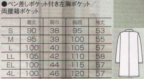 フォーク 2531PO-1 レディス診察衣ダブル 30年来のロングセラーをすっきりしたシルエットに変え、スタイリッシュにリニューアル。衿の形やボタンの位置の変更、着丈、袖巾の変更、袖口の紐をなくしました。こちらの商品は、1着につき1円が国境なき医師団に寄付されます。※旧品番「2519A-1」のリニューアルモデルです。 サイズ／スペック