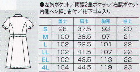 フォーク 3006CR-3 ワンピース 衿のラウンドが、愛くるしさと優しい表情をプラス。袖下ゴム入りで、袖口が広がりすぎず、腕を上げても脇やインナーが見られることなく安心です。 サイズ／スペック