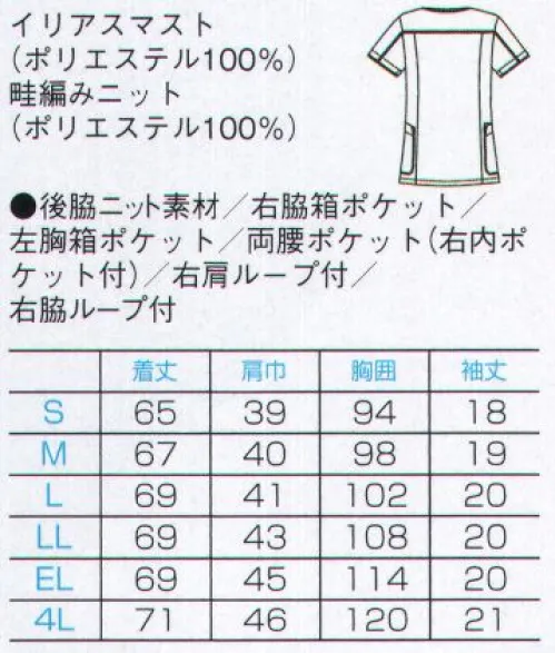 フォーク 7050SC-11 レディスニットスクラブ 絶対。ラク。GODD DESIGN ジップスクラブ®現場の声から生まれた「羽織って着る」ジップスクラブ®。スピード、業務効率、チームワーク。今、日本の医療現場で求められる様々なニーズにお応えするために生まれました。グッドデザイン賞を受賞した、新発想のウエアです。アクティブタイプのGENKIシリーズに男女で着られる新ラインナップ。●機能的なPHSポケットと肩ループ重みを分散する独自の設計のPHS収納ポケット。右肩にPHSのストラップを結び付けられるループ付きなので、首にストラップをかけずにPHSを携帯できます。●折り返して着られる袖デザイン袖口のインナーカラーが折り返した際のアクセントに。●便利なループと小分けポケット便利なループ付きの右腰の小分けポケットは、サージカルテープやはさみなど小物類の収納に。左腰にもポケット付き。●着脱しやすいジップタイプ羽織るタイプは、被るタイプに比べて着脱がしやすく、メイクなどが付きにくいのも特徴です。●伸縮性と通気性の良い脇ニット通気性が良く、伸縮性のある透けない畦編みニットを脇部分に採用。腕の上げ下げなど大きな動きがしやすく、肌にまとわりつかないさらっとした着心地です。濃い色なので汗をかいても目立ちません。イリアスマスト帆船に使われる、強固なマスト（帆）をイメージして開発した素材。機能糸クールエスパーを使用、ポリエステル100％でありがちな蒸れを、逃がす効果を実現しました。クールエスパーランダムな集合体構造が、まるで植物の茎のように毛細管現象を発揮。速やかに体の汗を吸い取ります。アゼアミニットTORAY素材に堅牢性に優れたポリエステル糸を採用した、縦方向に伸びる畦模様が特徴的なアゼアミニットです。縦方向に強くストレッチ性が現れ、洗濯堅牢を重視して開発したオリジナルニット素材。 サイズ／スペック