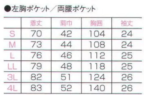 フォーク C150 男子衿付白衣 半袖  サイズ／スペック