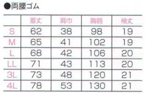 フォーク C250 女子衿付白衣 半袖  サイズ／スペック