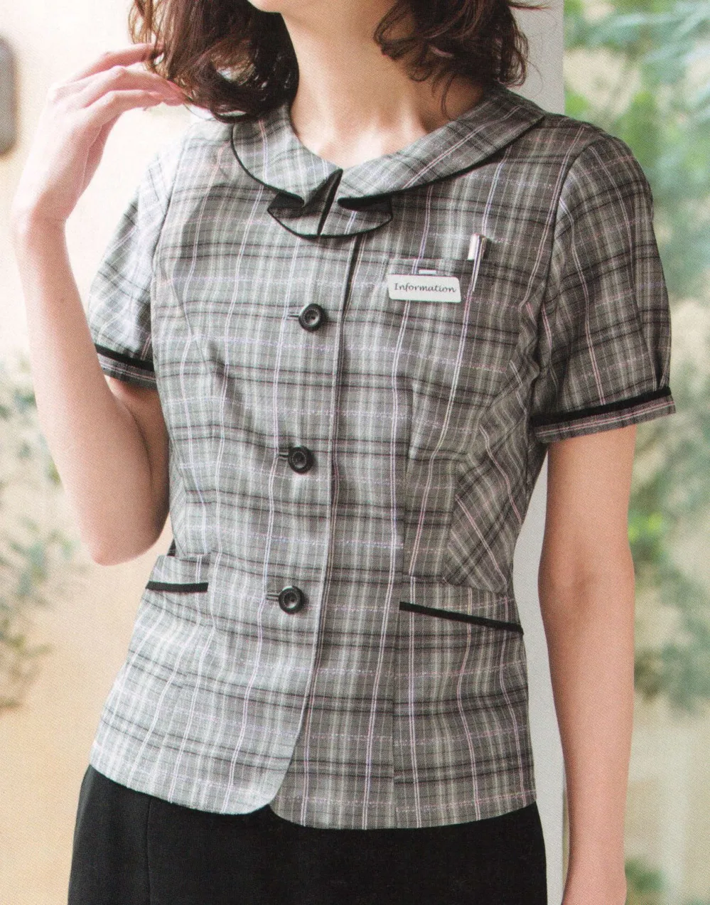 フォーク] 事務服 制服 nuovo ヌーヴォ オーバー ブラウス FB71453