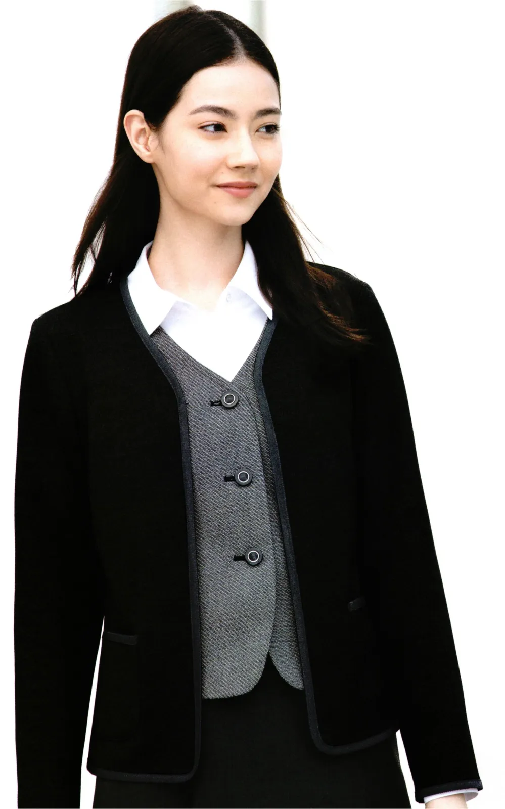 FOLK フォーク　FN1609-9　ニットジャケット　レディース　ブラック　nuovo　ヌーヴォ【お取り寄せ製品】【女性用　事務服　営業　受付嬢　リクルート　スーツ】 M-FLN-FN1609-9.1000.webp