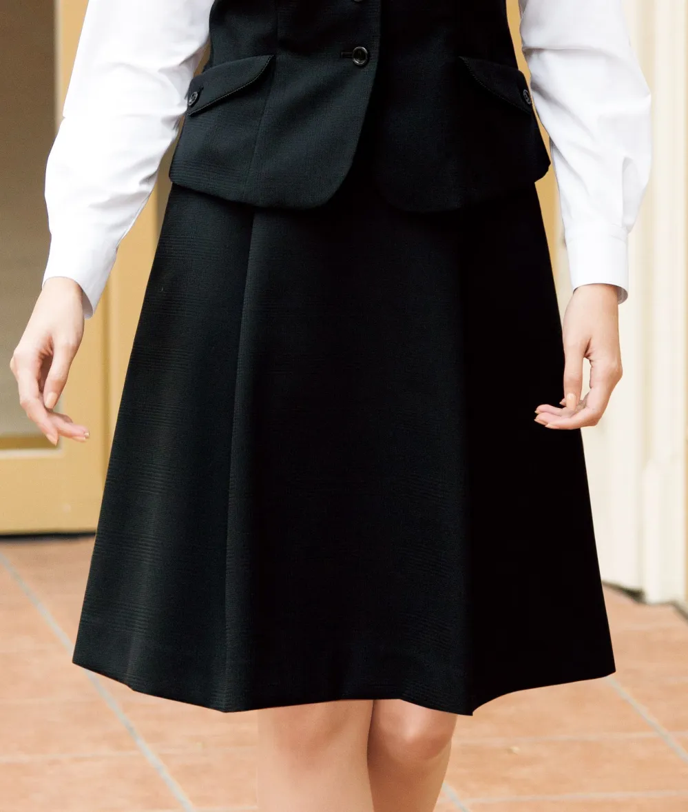 脇ゴムソフトプリーツスカート フォーク FS45898-9 オフィスウェア