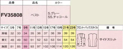 フォーク FV35808-5 ベスト 大柄のかすり調チェックと大きめのボタンが華やかな表情。花モチーフのボタンはかわいい大きめタイプ。クロスベルトにボタンをあしらったポケットは深めで使いやすい設計。華やかにもシャープにも着こなせる、こんなベストが理想的！※19号・21号・23号は受注生産になります。※受注生産品につきましては、ご注文後のキャンセル、返品及び他の商品との交換、色・サイズ交換が出来ませんのでご注意くださいませ。※受注生産品のお支払い方法は、前払いにて承り、ご入金確認後の手配となります。 サイズ／スペック