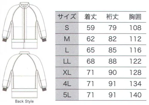 フードマイスター FX70951R 男女共用 混入だいきらいジャケット 「FXセレクト」清涼タイプ。動きやすいジャケットタイプ。シワになりにくく丈夫で洗濯耐久性が高い。気温25℃以上の高温・多湿な環境向け。※FX70951よりリニューアル致しました。【変更箇所】・トリカット型へ変更。(作業性を高め、腕の上げ下げや、肩のつっぱりを解消)・インナーネット付け方変更=ステッチ2本→1本(袖口・ボディ)・袖口ジャージ長さ6cm→8cm・スタンドカラー5cm→3cm・衿元ファスナー(端を衿の中に入れ、肌に触れる部分をなくす)※海外生地・海外染色の為、若干色ブレが発生する事があります。 ※この商品はご注文後のキャンセル、返品及び交換は出来ませんのでご注意下さい。※なお、この商品のお支払方法は、先振込（代金引換以外）にて承り、ご入金確認後の手配となります。 サイズ／スペック