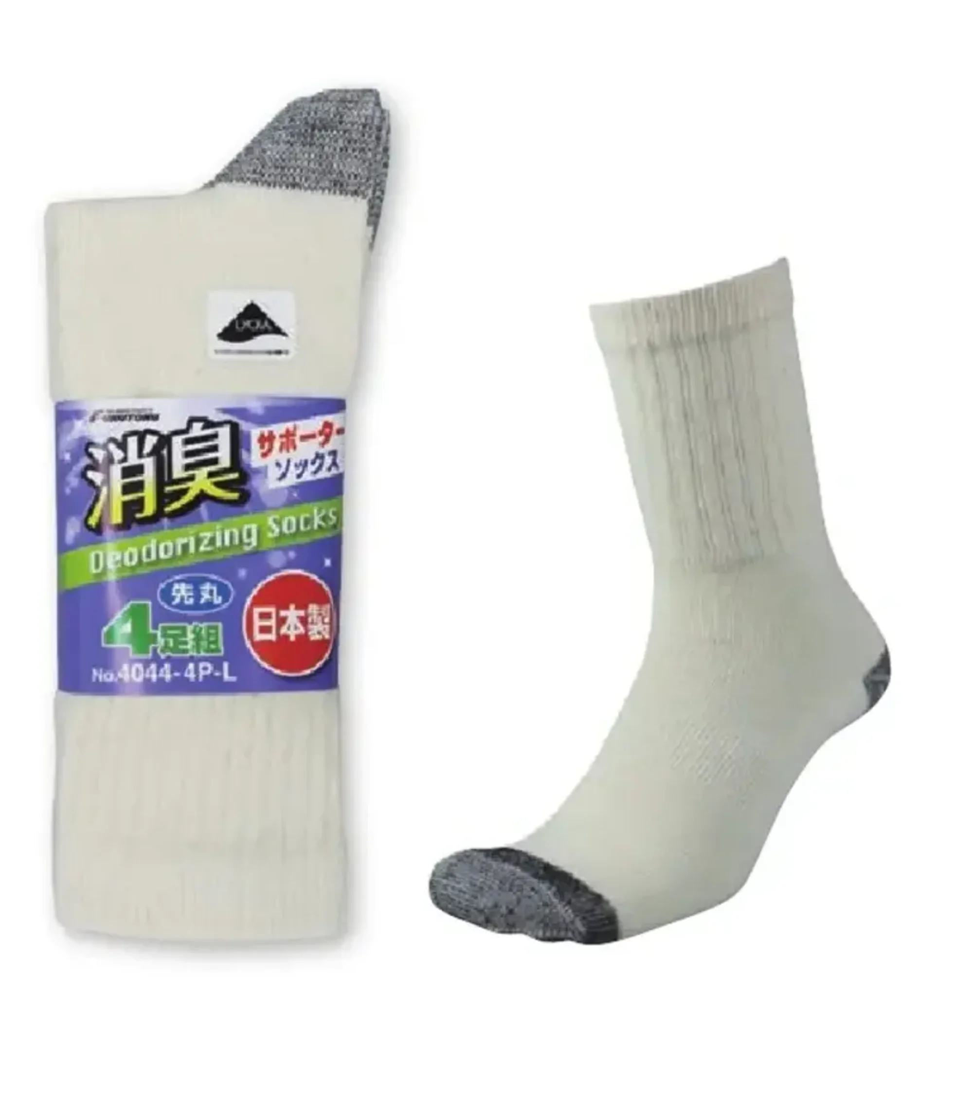 福徳産業 4044-4P-M 消臭サポーターソックス 先丸きなり(4足組) Mサイズ