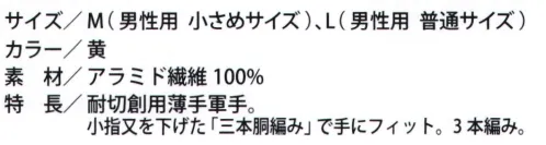 福徳産業 215 ハイパーレスキューアラミド 薄手3本編軍手 耐切創性手袋 ハイパーレスキュ―労災予防にアラミド手袋■特徴高切断抵抗・高強度で、綿の数倍の強さを誇るアラミド繊維100％を使用し、作業効率を高める柔軟性と耐久性の良さで経済的。■用途建設・硝子・鉄鋼・機械・プレスなどの作業に。アライド繊維は洗濯時、漂白剤の使用により強度が劣化します。日光・蛍光灯などの紫外線により変色し強度が劣化します。※この商品はご注文後のキャンセル、返品及び交換は出来ませんのでご注意下さい。※なお、この商品のお支払方法は、先振込(代金引換以外)にて承り、ご入金確認後の手配となります。 サイズ／スペック