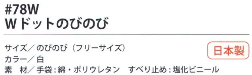 福徳産業 78W Wドットのびのび 手袋をはめたまま3本の指先が使える薄手指切りタイプ、伸縮する繊維を使用。小指又を下げた「三本胴編み」で手にフィット。品質の良い手袋ならやっぱり日本製。福徳産業(株)の手袋はすべて小指又を下げて編んだ「三本胴編み」です。小指又が下がったことで、より手の形に近く、フィットする手袋になりました。今までと違うフィット感！軍手はどれも同じだと思っていませんか？福徳産業の手袋は「日本製」です。安心・安全の品質だけではありません。一日仕事をしても「疲れにくい工夫」がされています。小指又を下げて編む製法「三本胴編み」小指又を下げて編むと・・・使う頻度の多い小指の指又がピッタリフィット！はめた感じが手になじみ、作業が楽になる！人の手は、小指が、人差し指・中指・薬指の3本より下にあります。福徳産業の軍手は全て小指又が下がっています。※この商品はご注文後のキャンセル、返品及び交換は出来ませんのでご注意下さい。※なお、この商品のお支払方法は、先振込（代金引換以外）にて承り、ご入金確認後の手配となります。 サイズ／スペック