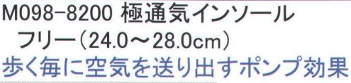 福徳産業 M098-8200 極通気インソール 歩く毎に空気を送り出すポンプ効果。強制空気循環構造＆耐圧ウレタンスポンジ。※この商品はご注文後のキャンセル、返品及び交換は出来ませんのでご注意下さい。※なお、この商品のお支払方法は、先振込（代金引換以外）にて承り、ご入金確認後の手配となります。 サイズ／スペック