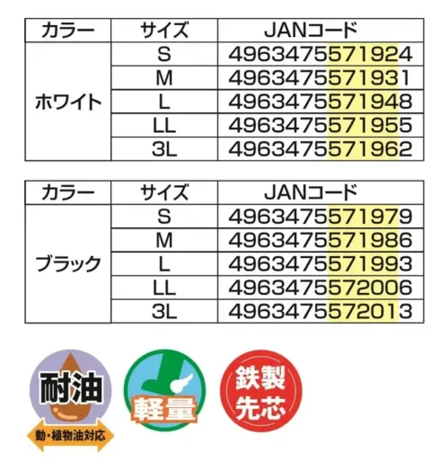 福山ゴム工業 BB154 ガロア TP-100（先芯入り） ガロア TP-100 先芯入り軽量長靴新配合の熱可塑性エラストマーを採用したセーフティーシューズです。耐油性に優れ、動物油や植物油に対応する作業用ブーツです。特徴・熱可塑性エラストマー素材でソフトな履き心地・鉄製先芯でつま先をしっかり保護・耐油性で動植物油に対応・軽量設計で疲れにくい・3Eワイズでゆったり設計仕様・商品名:ガロア TP-100・商品番号:BB154・カラー:ホワイト、ブラック・サイズ:S(24.0～24.5cm)、M(25.0～25.5cm)、L(26.0～26.5cm)、LL(27.0～27.5cm)、3L(28.0～28.5cm)・製品寸法:32.0cm(高さ)・重量:650g(片足)生産国:中国・JANコード:ホワイト(S:4963475571924～3L:4963475571962)、ブラック(S:4963475571979～3L:4963475572013)※この商品はご注文後のキャンセル、返品及び交換は出来ませんのでご注意ください。※なお、この商品のお支払方法は、前払いにて承り、ご入金確認後の手配となります。 サイズ／スペック