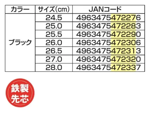 福山ゴム工業 EE239 アローマックス #68 アローマックス #68 セーフティーシューズ軽量で屈曲性の高いラバーインジェクションソールを採用したハイカットタイプのセーフティーシューズです。鉄製先芯入りで確かな安全性を確保しています。特徴・鉄製先芯入りでつま先をしっかり保護・ラバーインジェクションソールで優れた屈曲性を実現・PVC/PUアッパー素材で耐久性に優れる・3Eワイド設計で快適なフィット感・マジックテープ式のハイカットデザインで足首をサポート・軽量設計で疲れにくい構造仕様・商品名:アローマックス #68・商品番号:EE239・カラー:ブラック・サイズ:24.5～27.0・28.0cm・重量:480g（片足）生産国:中国・JANコード:4963475472276～4963475472337※この商品はご注文後のキャンセル、返品及び交換は出来ませんのでご注意ください。※なお、この商品のお支払方法は、前払いにて承り、ご入金確認後の手配となります。 サイズ／スペック