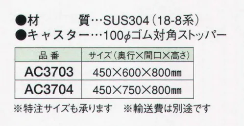 ガードナー AC3703 ステンレスワゴン受け皿タイプ 受け皿タイプの棚板。 ※特注サイズも承ります。お見積り致しますので、お問い合わせ下さい。 ※輸送費は別途です。お見積り致しますので、お問い合わせ下さい。 ※この商品は、ご注文後のキャンセル・返品・交換ができませんので、ご注意下さいませ。※なお、この商品のお支払方法は、先振込（代金引換以外）にて承り、ご入金確認後の手配となります。 サイズ／スペック