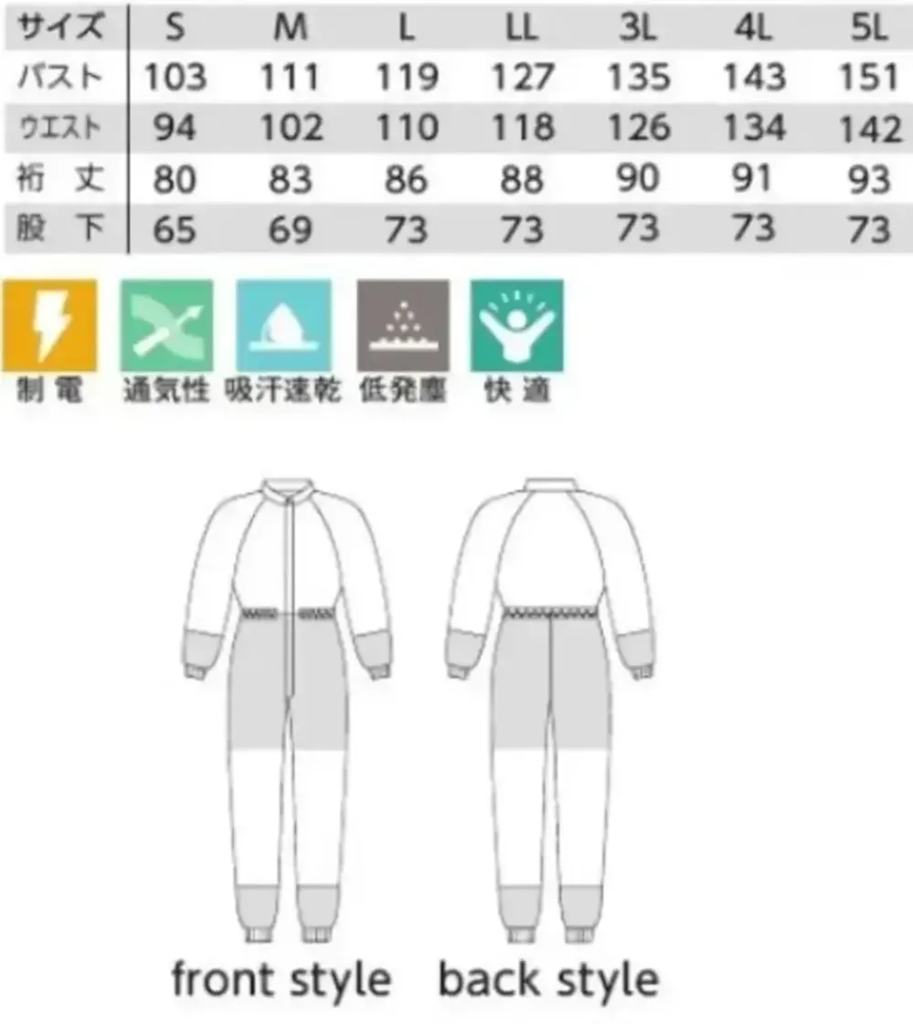 ガードナー CK105 クリーンスーツ サイズ・スペック