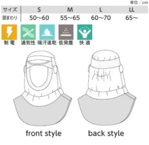 ガードナー CK472 クリーンフード（ツバ付）かぶりタイプ サイズ／スペック