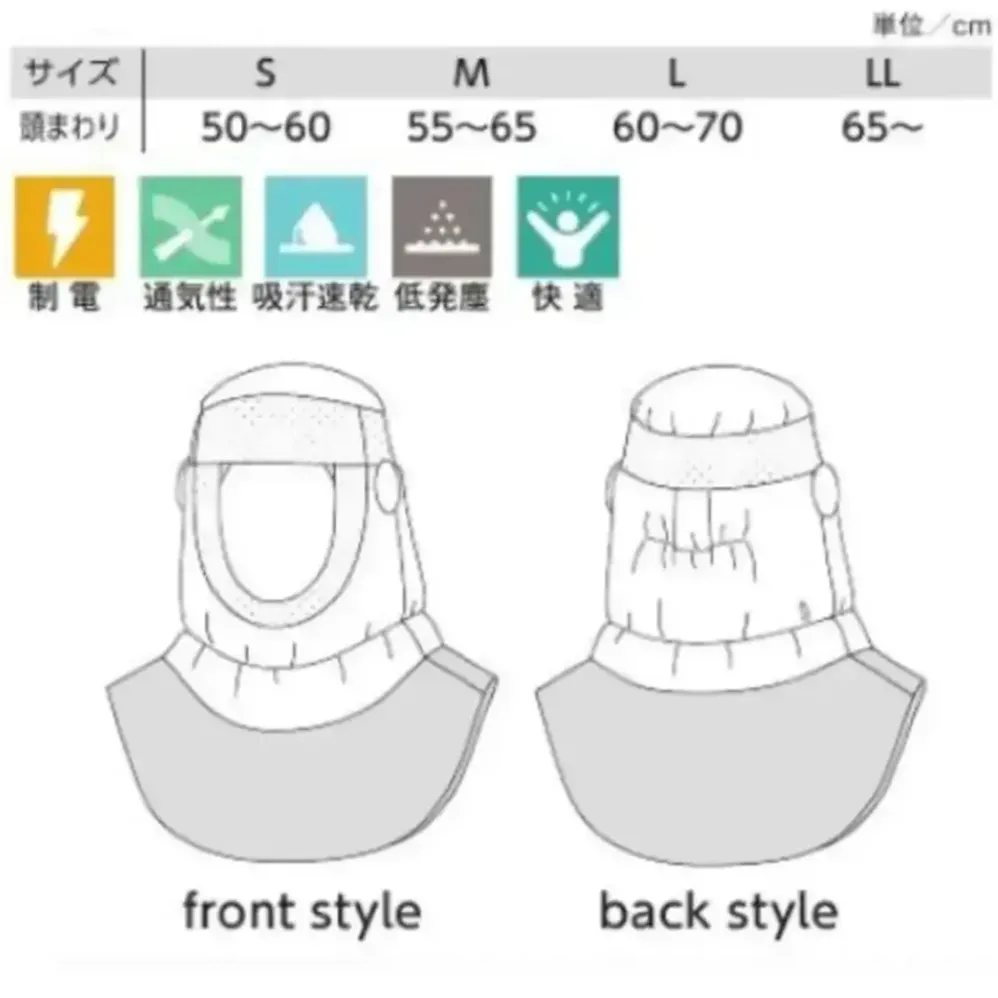 ガードナー CK473 クリーンフード（ツバ無し）かぶりタイプ サイズ・スペック