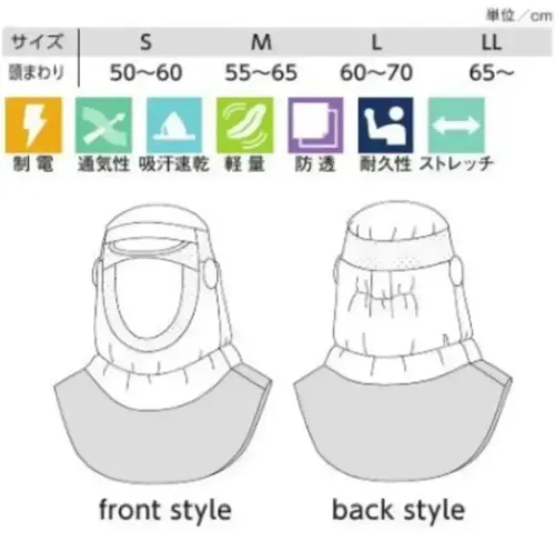 ガードナー CS472 クリーンフード（ツバ付）かぶりタイプ サイズ／スペック